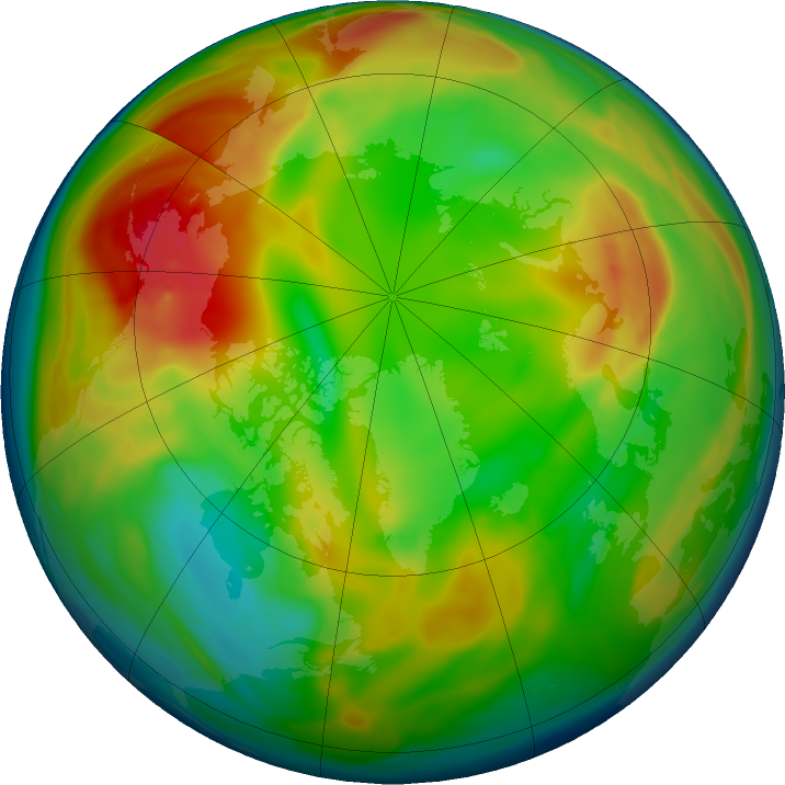 Arctic ozone map for 20 January 2017